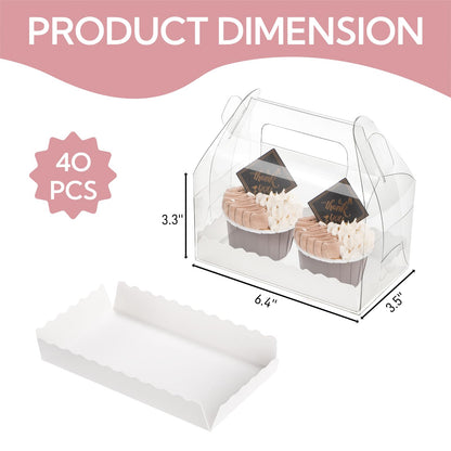 Nagpew Clear Gable Bakery Gift Box,40 Pack, Handles, Party Favor