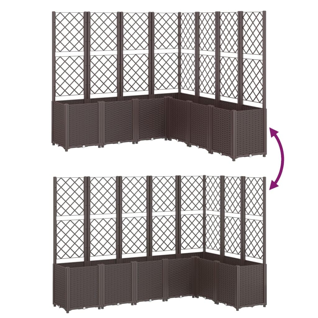 Yanyetangrui Garden Planter with Trellis Brown Polypropylene Large Outdoor Flower Pots 63"x63"x55.1" Modular Rattan Look Box for Patio Porch Garden Plants
