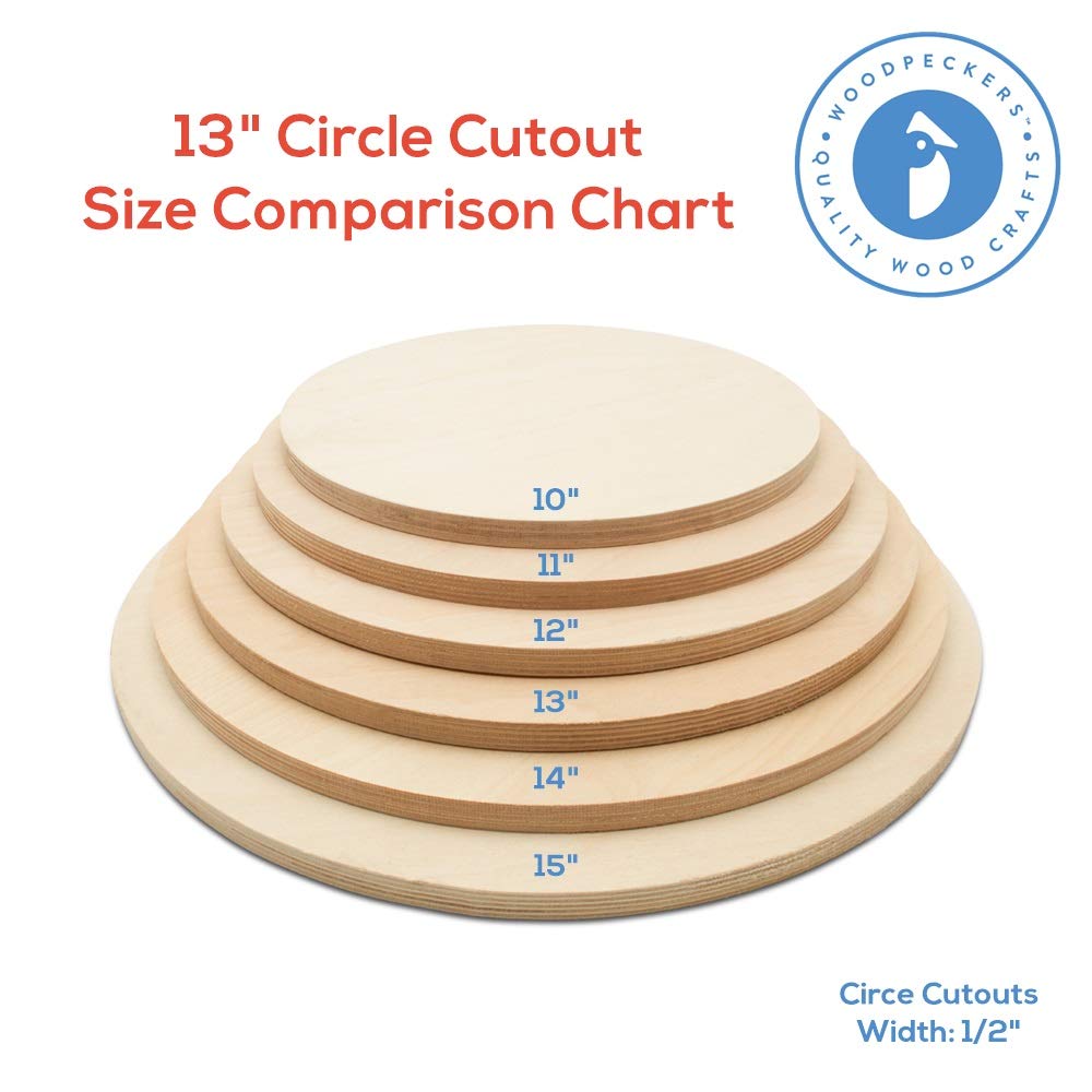 Wood Circles 13 inch 1/2 inch Thick, Unfinished Birch Plaque, Pack of 1 13 inch Wood Circle for Crafts and Blank Sign Rounds, by Woodpeckers