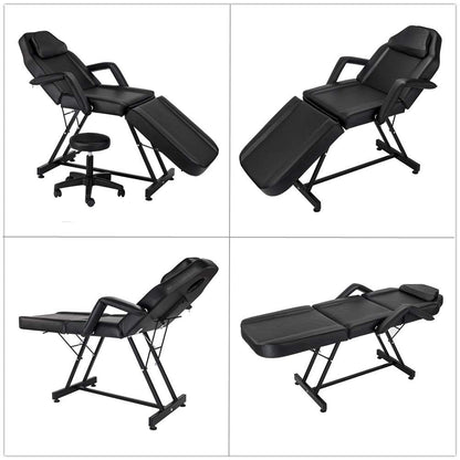Bazhshxu 72 inches Portable Massage Bed 3 Section Professional Massage Table Height Adjustable Salon Chair Beauty Spa Bed with Adjustable Armrest,Hydraulic Stool