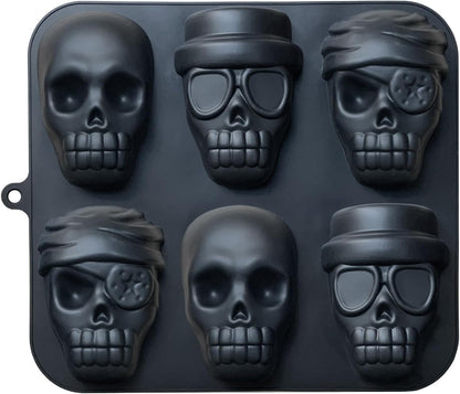 JETKONG Skull Cake Pan, Silicone Skull Cakelet Mold, Skull Pirate Cake Tin Baking Pan (Black)