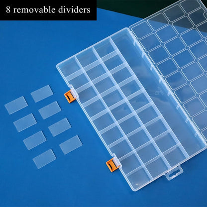 BangQiao 3 Pack 36 Grids Clear Plastic Storage Box with Dividers, Transparent Organizer Container Case for Small Parts, Bead, Button, Jewelry, Diamond, Craft Supplies,Sewing Kit, DIY Accessories