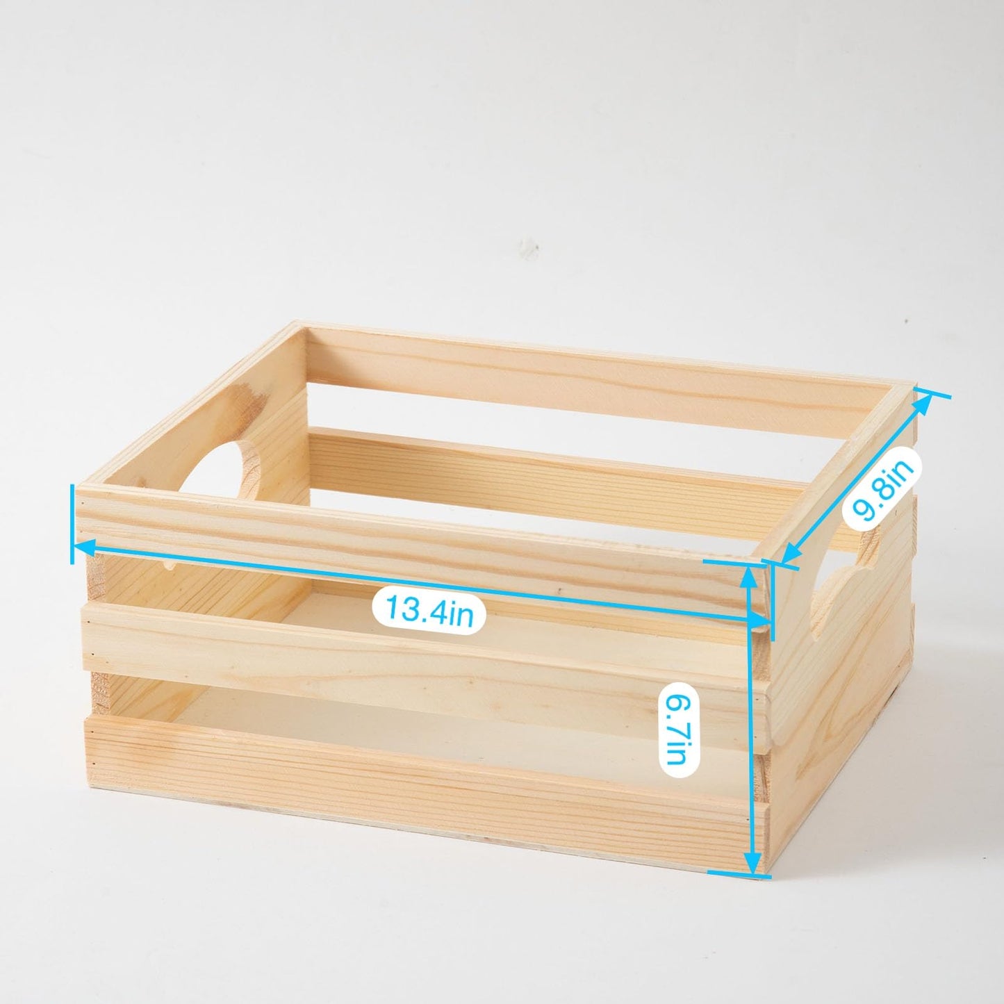 Set of 3 Rustic Wooden Nesting Crates with Handles, Decorative Wood Crates, Crate Box Wooden Storage Box for Kitchen, Office, Bedroom, Closet, Rustic Country Decor(Large Size 13.4x9.8x6.7 in)