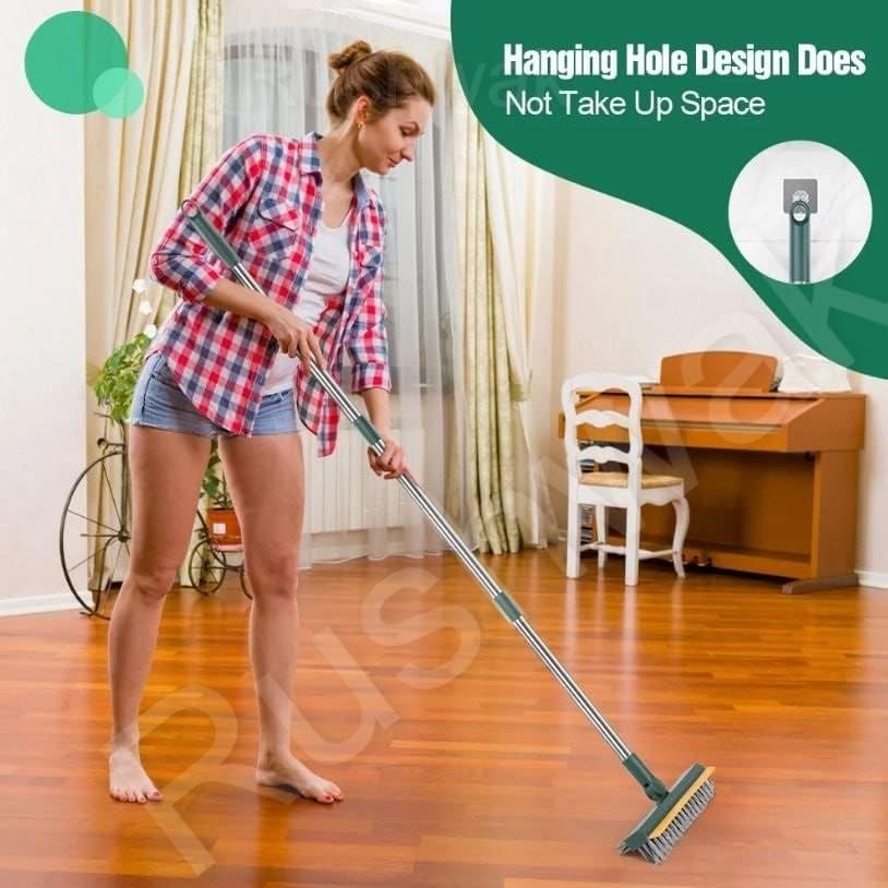 Rushwak 3 1 180 in Long Handle Bathroom Cleaning Brush with Wiper, Rotate for Floor/Toilet Cleaning (Multicolor)