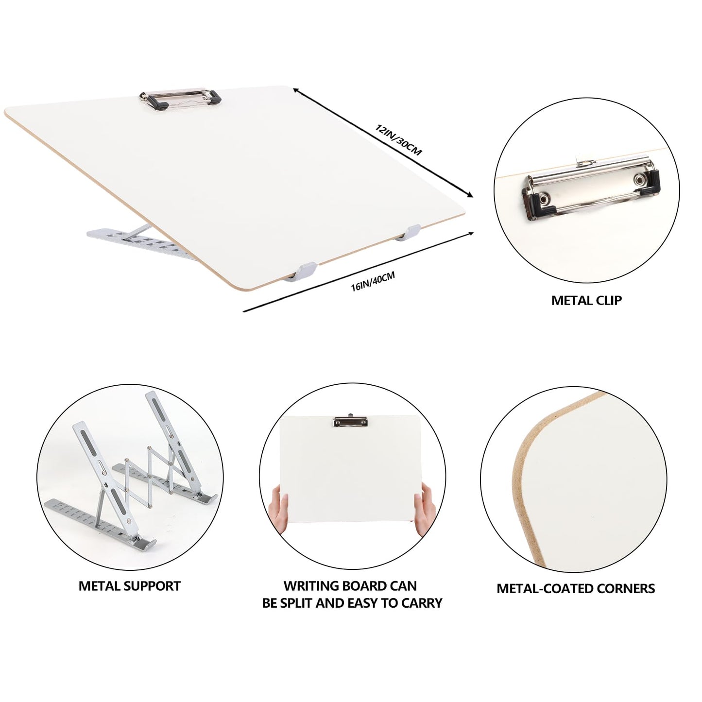 Slant Board for Writing 16 x 12 Inch Adjustable Dry Erase Writing Board Sloped Surface to Improve Handwriting Legibility 20°Slanted Clipboard for Writing Reading Drawing
