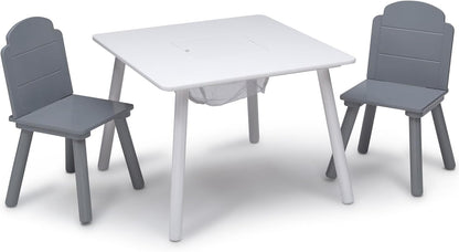 Set Delta Children Finn Table and Chair with Storage, White/Grey