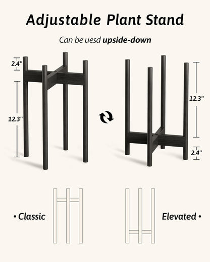 8 9 10 11 12 Inches, GENTINGBRO Adjustable Plant Stand Indoor, Bamboo Plant Stand Fits Small Corner Planter Holder