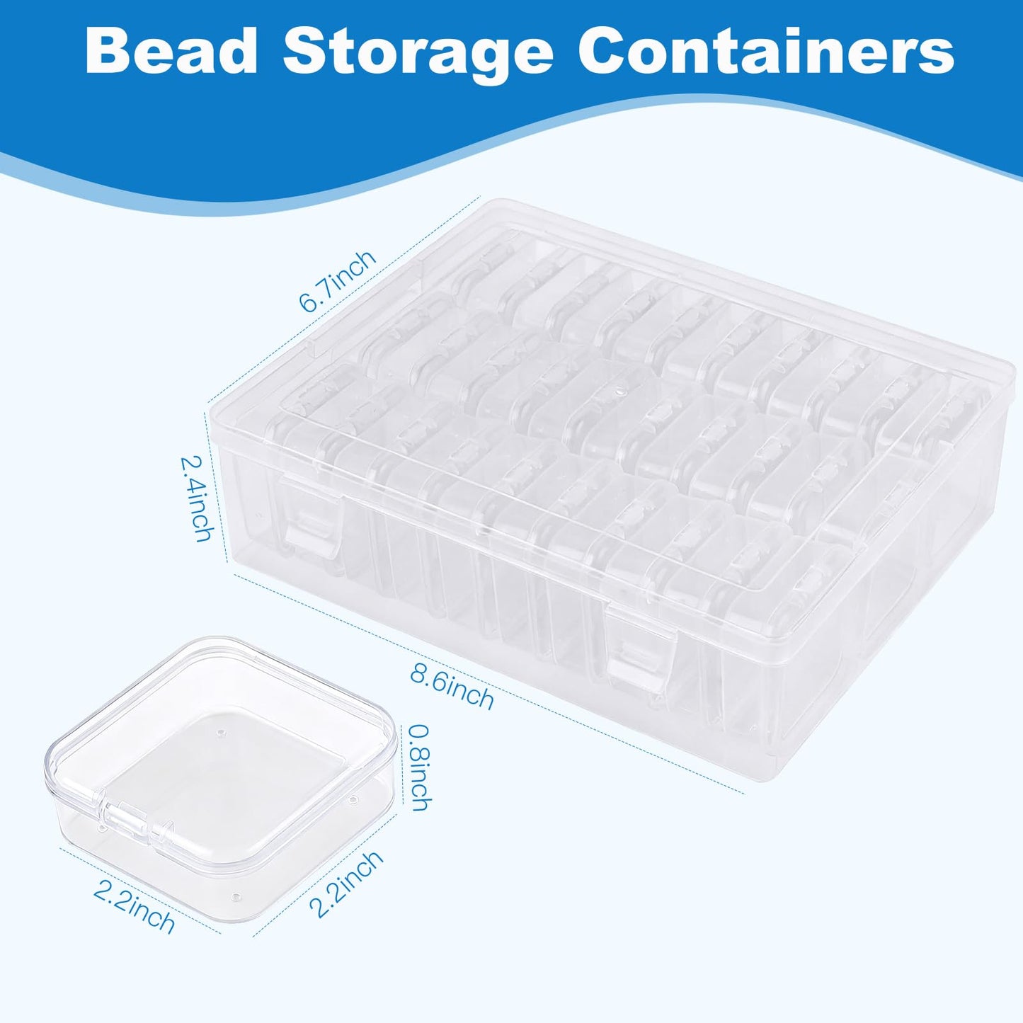 Btnoro Bead Organizer Box, 60 Pcs Small Clear Plastic Storage Containers with Hinged Lid, Mini Craft Boxes for Beads, Jewelry Making, Diamond Painting, Nail Art, Screws and Small Parts Organization