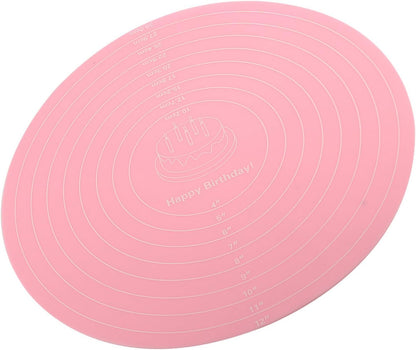 Silicone Baking Mat with Measurements for Cake Turntable, Non-Stick Heat Resistant Pastry Baking Sheet