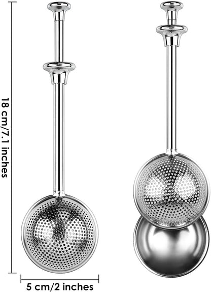 Skiennix Stainless Steel Flour Sifter - Spring-Operated Handle for Baking & Sifting | Set of 2