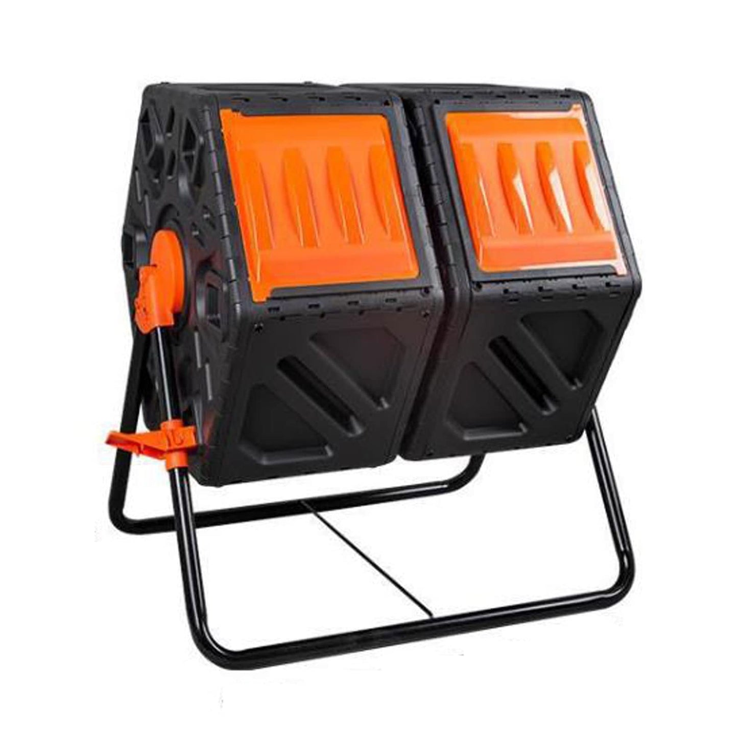 WANGHAI2024M Electric Compost Bin Outdoor Dual Chamber Compost Bin, 31 Gallon Rotating Composter Tumbling with 2 Sliding Doors and Aeration System, Garden Compost Tumbler, BPA Free Composter(Orange)