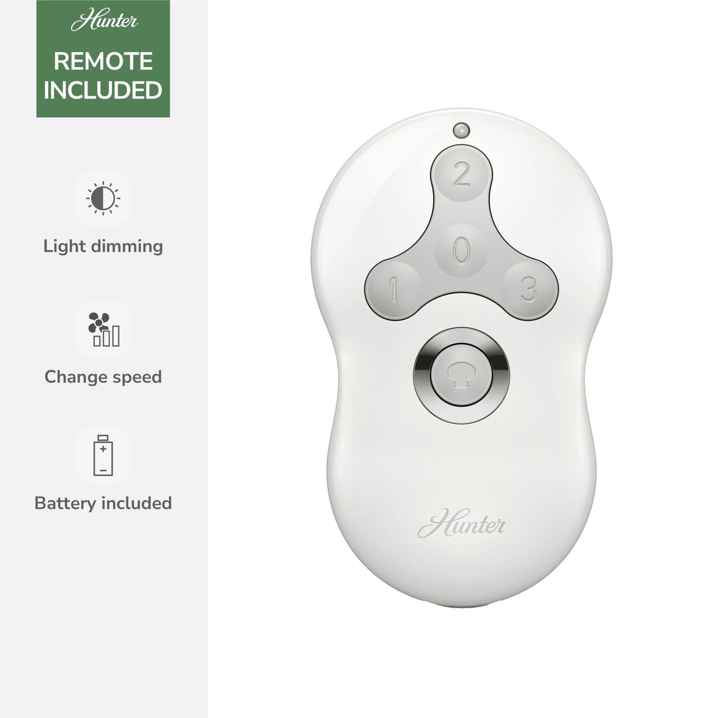 Hunter 52 inch Indoor Ceiling Fan No Light with Remote Control - White Modern Ceiling Fan without Light, Low Profile Mount, 4 Blades, For Bedroom, Living Room, or Kitchen - Dempsey 59248, Fresh White