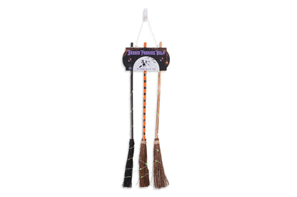 Halloween Decorations with Broom Parking Only Sign - Witch Halloween Theme - Porch Decor - Decorations with Three Witch Broomstick - Wall Decor with Lights