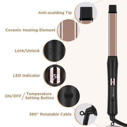 Infrared 8 in 1 Curling Iron Set with 8 Ceramic Barrels Interchangeable, Hair Curler Wand for Long Hair, Professional Curling Wand Set with LED Temperature Control, Glove and 2 Hair Clips