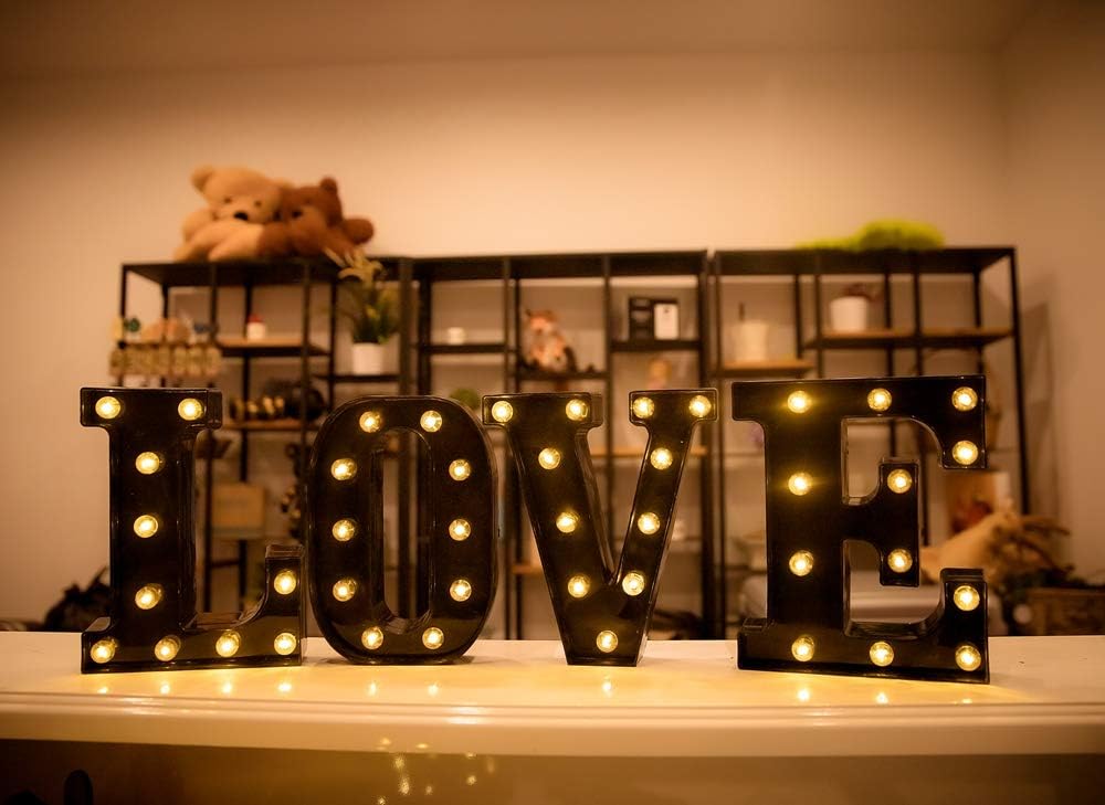Foaky Black Light Up Letters, Black and Gold Party Decorations, Night Light Wedding Birthday Party Home Bar Decor