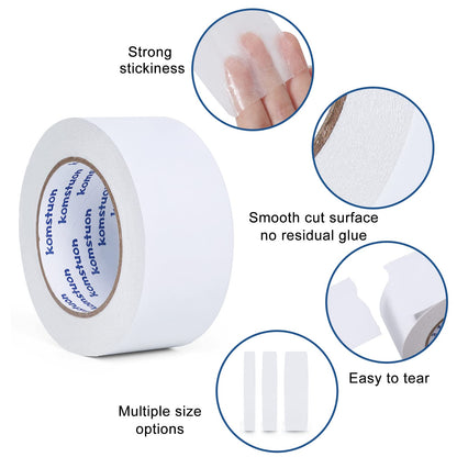 komstuon Double Sided Tape 2 Inch x 36 Yards, 1 Rolls Double-Sided Adhesive Tape, Two Sided Tape for Crafts, Arts, Scrapbooking, Gift Wrapping