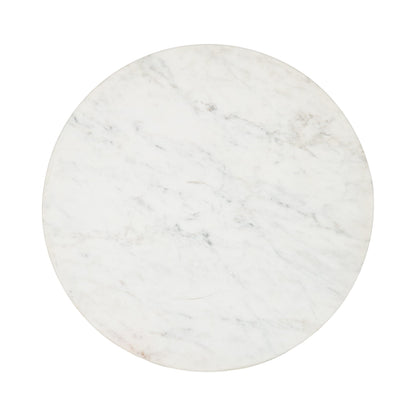 Kate and Laurel Solvay Round Metal and Marble Side Table; 16 x 16 x 24; White Marble and Antique Brass; Modern Glam Bedroom Nightstand Table with Premium Natural Marble Stone and Iron Base