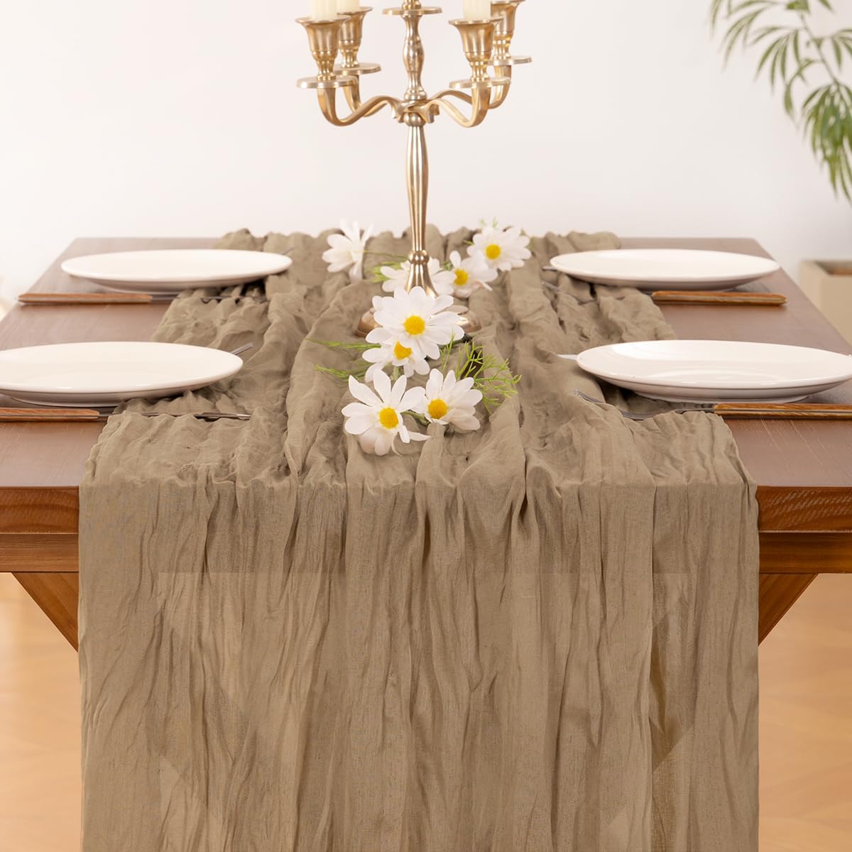 170 inch 14FT Socomi Nude Coffee Table Runner Spring Easter Cheesecloth Table Runner Cheese Cloth Boho Rustic Gauze