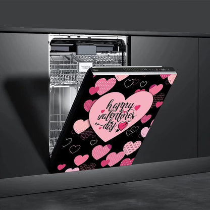 Valentine's Day Magnetic Dishwasher Cover, Self Adhesive Love Refrigerator Decal, Decorative Kitchen Panel 23"x26"