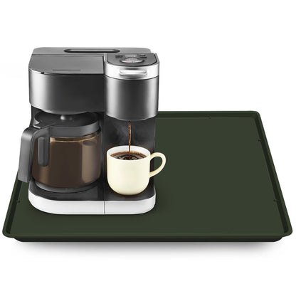 TOHONFOO Silicone Coffee Mat with Lip, 19.7'' x 15'' Heavy Duty Bar Mat, Coffee Tray for Countertop Fit Under Machine Pot Espresso Machine, Grey