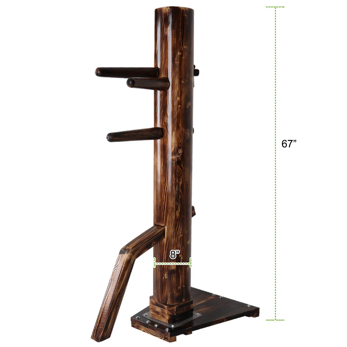 Adjustable Height Wing Chun Dummy Mook Yan Jong IP Man Wood Training Target Dark Brown