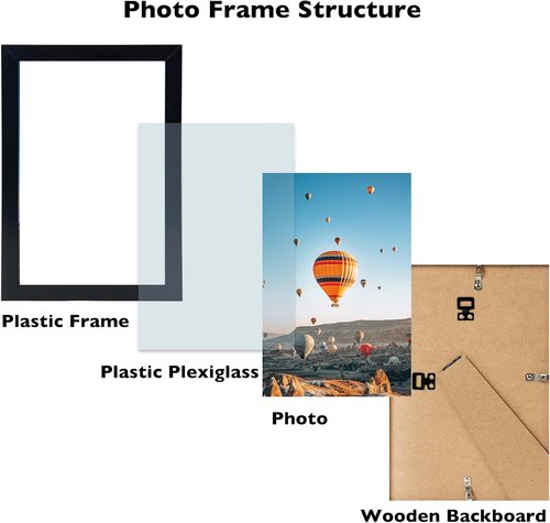 JCJMY 7x10 Picture Frame - Black Wall Hanging & Tabletop Display | Versatile Horizontal & Vertical Mounting