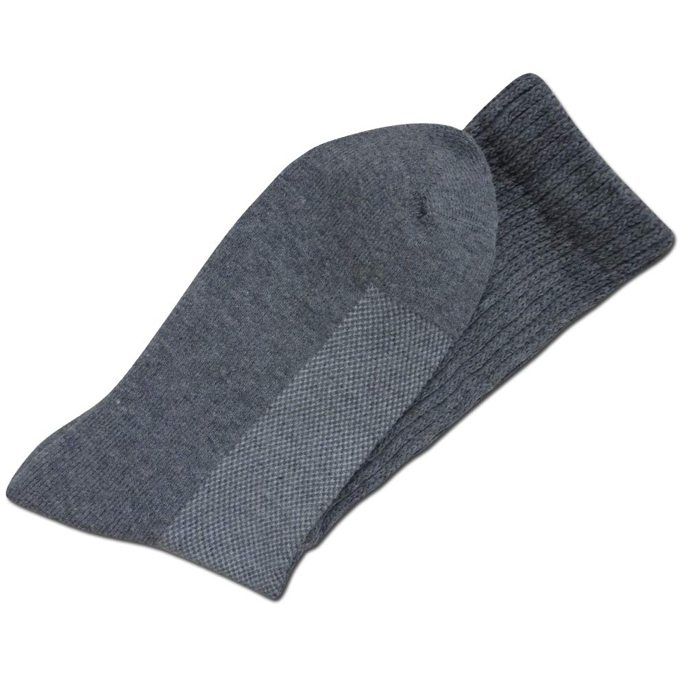 Well Knitting Diabetic Socks for Men & Women, Coolmax Medical Circulation Crew Mid Calf Socks with Seamless Toe, Non-Binding Top, and Padded Sole, 4 Pairs (Grey,L)