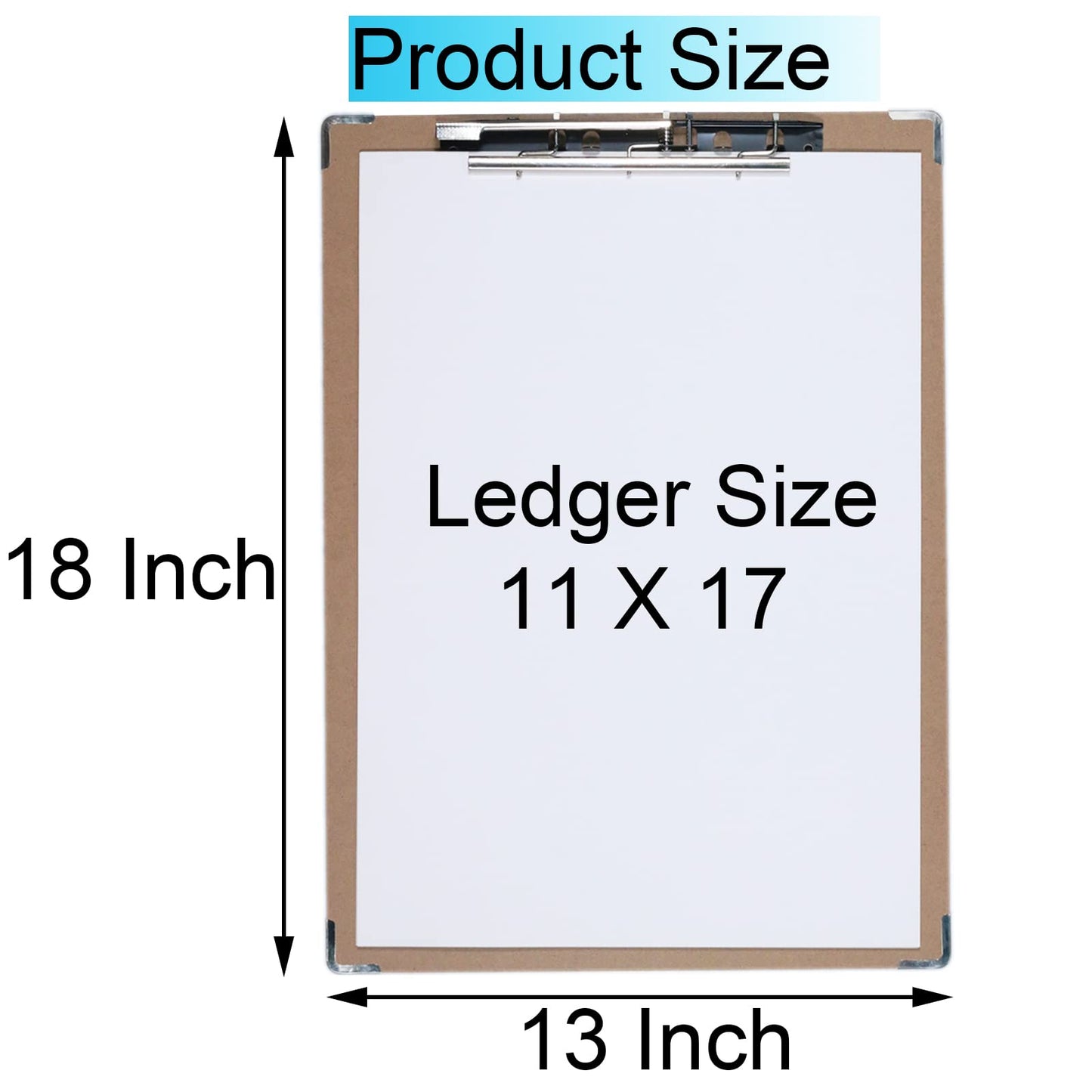Acocony 11x17 Clipboard with Hardware Corner Guard Vertical Extra Large Clipboard Hardboard with 8 Inch Jumbo Lever Clip 11 x 17 Clipping Board Log Color 1 Pack