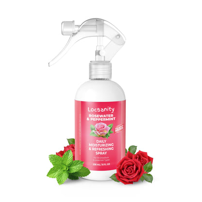 Locsanity Daily Moisturizing Refreshing Spray for Locs, Dreadlocks - Rose Water and Peppermint Hair Scalp Moisturizer, Dreadlock Spray - Natural Loc Care and Maintenance (8oz)