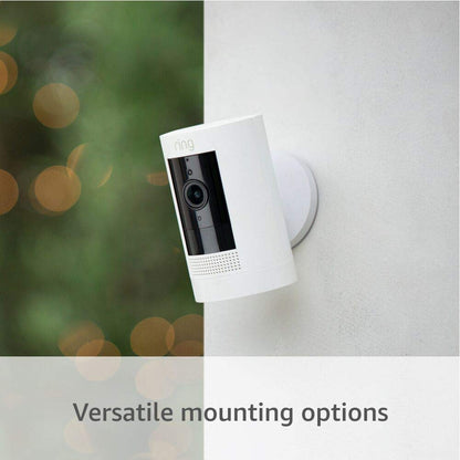Ring Outdoor Cam (Stick Up Cam) | Weather-Resistant Outdoor Camera, Live View, Color Night Vision, Two-Way Talk, Motion alerts, Works with Alexa | White