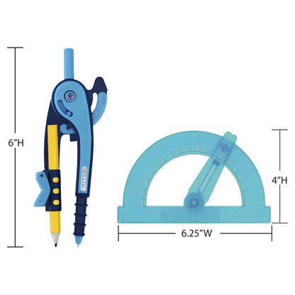 BAZIC PRODUCTS Geometry Set with Pencil Compass – Scale Ruler, HB Wood Pencil, Compass and Protractor Set for Students and Professionals, Ideal Use for Art and Drafting Tools, 24-Packs