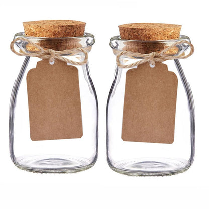 Bodosac 32 Pack Glass Favor Jars with Cork Lid, 3.4 oz Small Glass Bottles for Wedding Favor, Party Favor, Gift Jars for Candy, Twine and Labels 100 ML