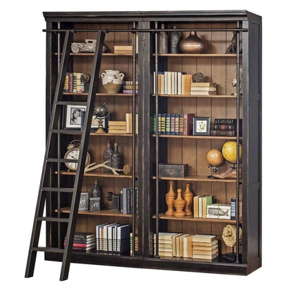 Starlight Toulouse Metal Rolling Ladder, 90" H, 8-Foot Tall Bookcase Companion, Finished on All Sides, Durable Construction, Black