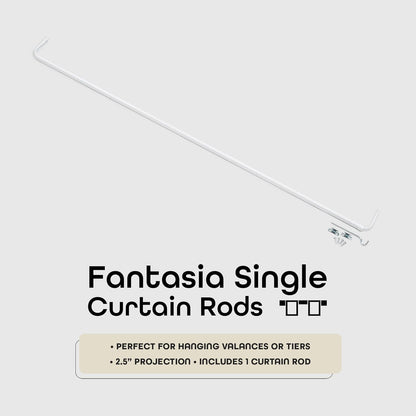 Fantasia Adjustable Width Single Curtain Rod, 66-120 Inch, with Brackets & Hardware, Easy to Install