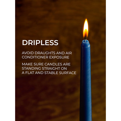 CANDWAX 10 Inch Taper Candles Set of 4 - Dripless and Unscented Candlesticks - Perfect for Dinner and Christmas - Dark Blue