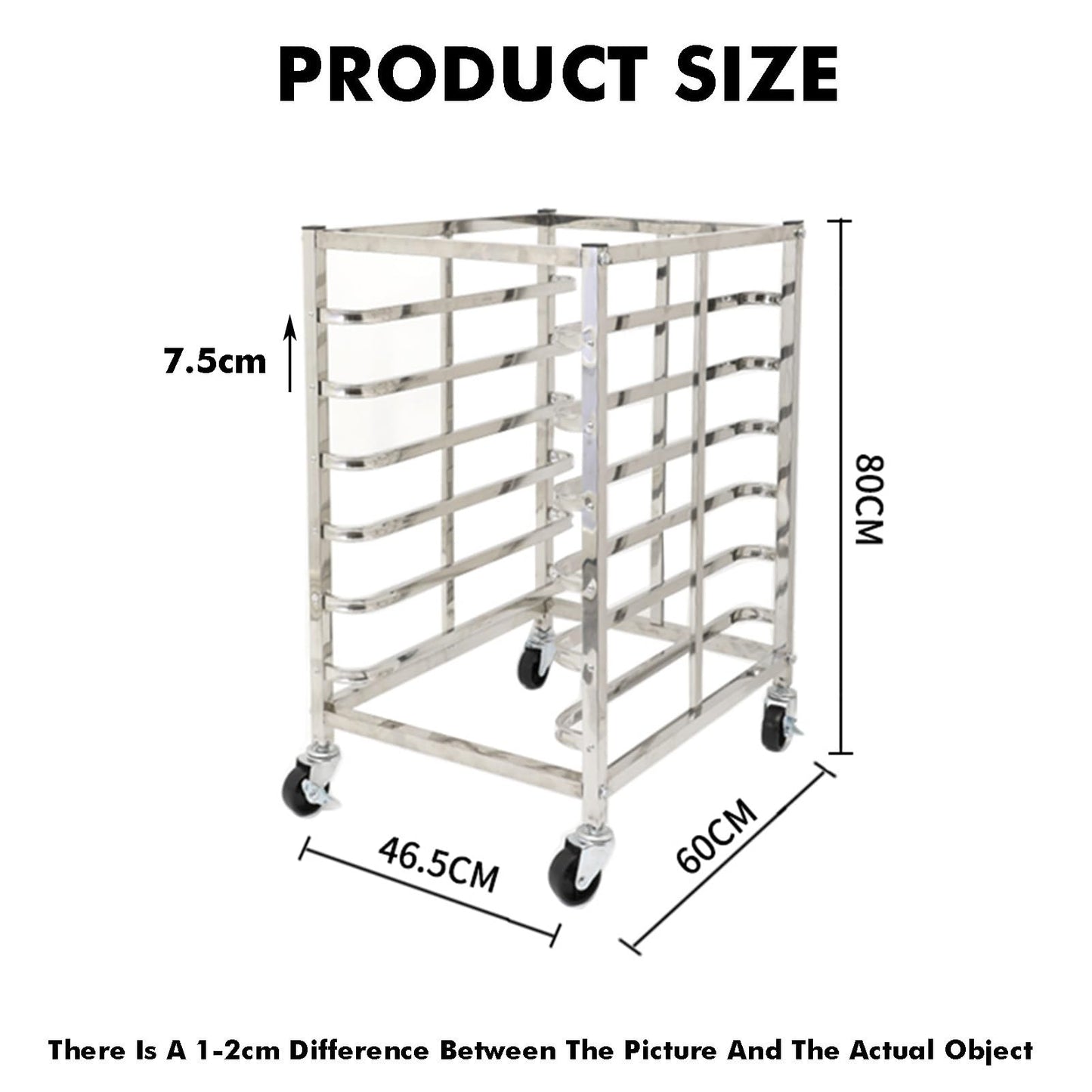 Quick Rack for Baking Pans,Heavy-Duty Bread Pan Baking Rack with Wheels, 6-Tier Rolling Rack for Home & Commercial Use, Sturdy Flat Casters, 80x46.5x60cm - Ideal for Bakeries & Kitchens