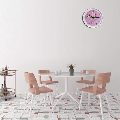 Pink Wall Clock - Silent Non Ticking Décor for Kids Room, Office, School, Bedroom, Kitchen, 12 Inch