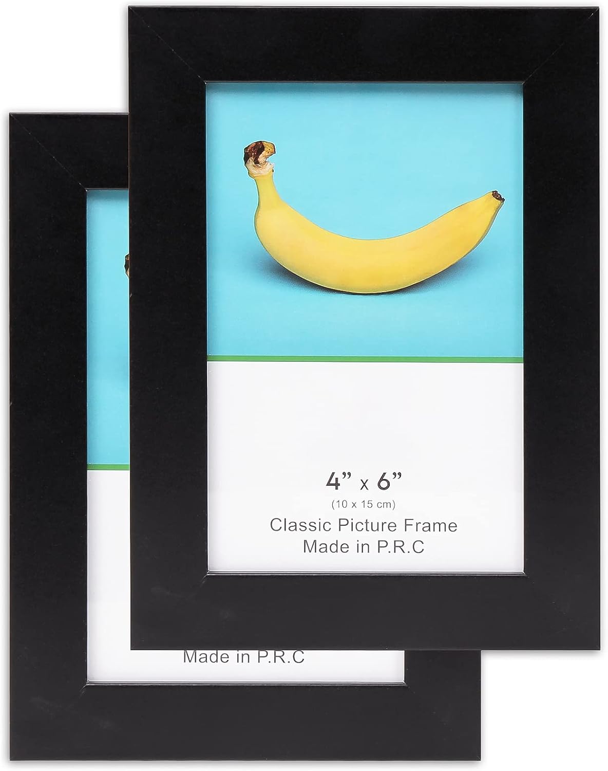 TheDisplayGuys - 4" x 6" Square Profile Wooden Picture Frame with Tempered Glass - Black - 2-Pack with Easel