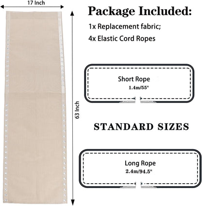 Zero Gravity Chair Replacement Fabric, 17 Inch Wide with 4 Bungee Cord Kit, Repair Cloth for Outdoor Recliner, Wheat