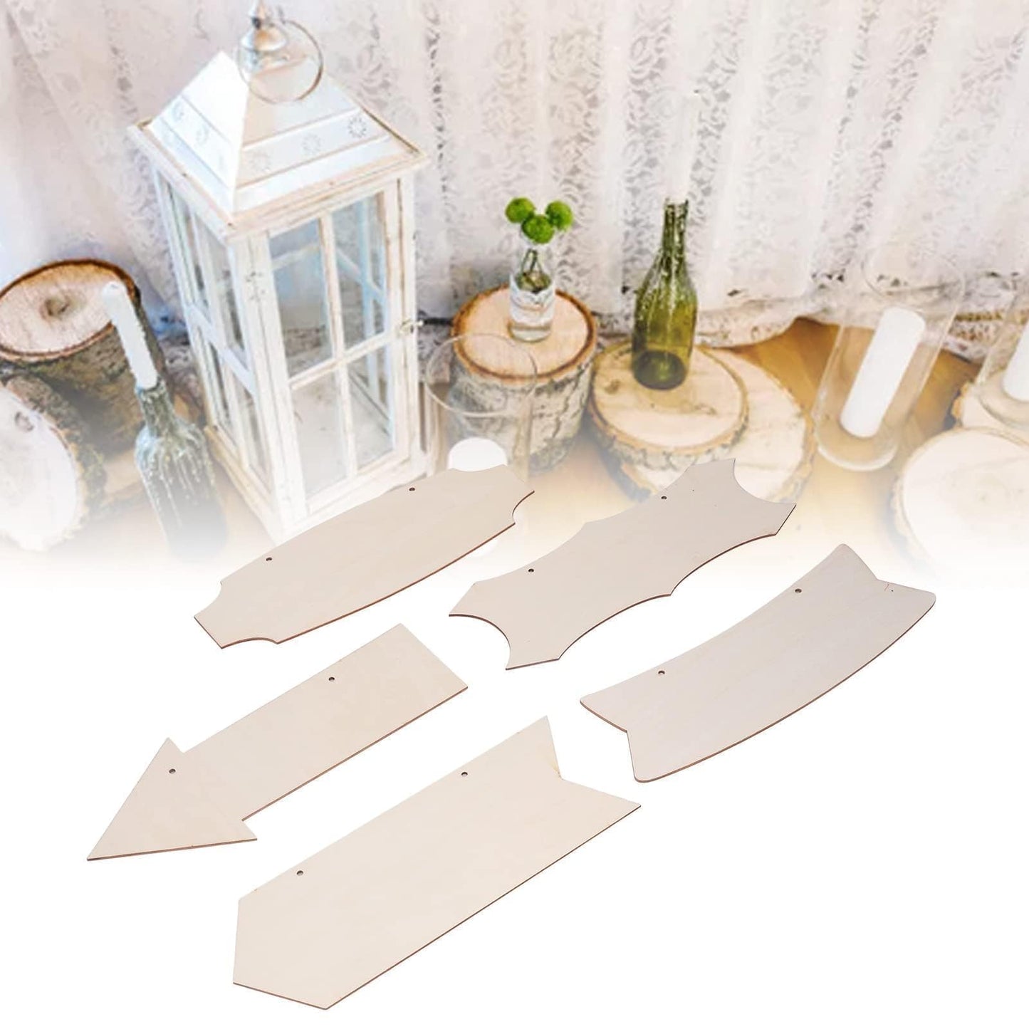 Unfinished Hanging Wood Sign, 10Pcs Wooden Arrows for Crafts Wooden Sign with Rope Blank Hanging Decorative Woodens Plaque for Crafts