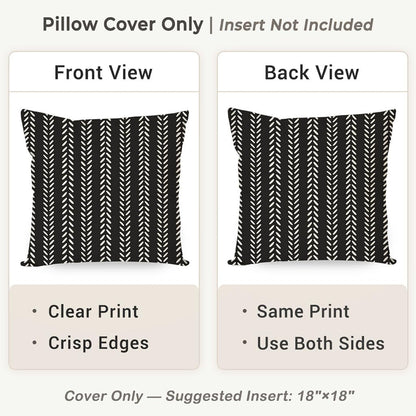 18x18 Inch Set 2, PANDICORN Outdoor Throw Pillow Covers of Black Geometric Chevron Herringbone Striped Pattern, Modern
