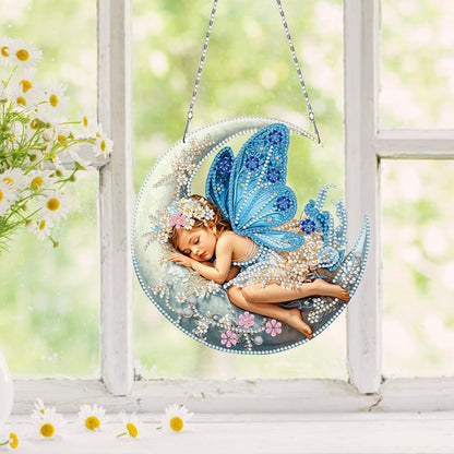 C'eitura 3Pcs 5D DIY Acrylic Fairy Dragonfly Butterfly Diamond Art Painting Hanging Pendants,Double-Sided Rhinestone Crystal Craft for Garden, Window, and Home Decor
