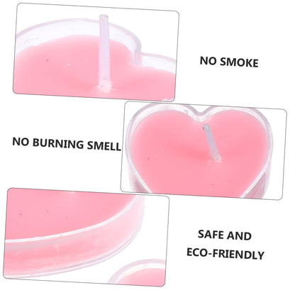BUTIFULSIC 9Pcs Heart Shape Scented Candles Smokeless Tea Light Paraffin Wax with Fresh Rose Soft Flicker Glow for Wedding Valentines Day Home Party Decoration
