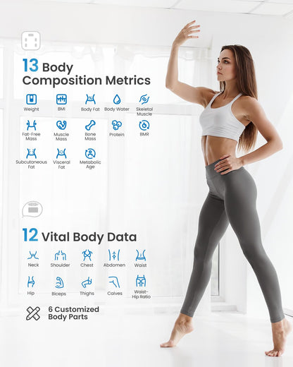 RENPHO Smart Scale for Body Weight, Digital Bathroom Scale BMI Weighing Bluetooth Body Fat Physician Scale, Body Composition Monitor Health Analyzer with Smartphone App, 400 lbs - Elis 1