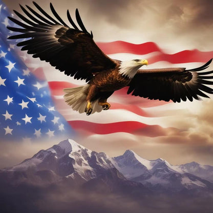 Lvmuu Large Diamond Art Kits for Adults American Flag Eagle, 5D DIY Full Square Drill Diamonds Painting Sets for New Beginners Paint By Numbers Art Craft Home Decor 16x16in