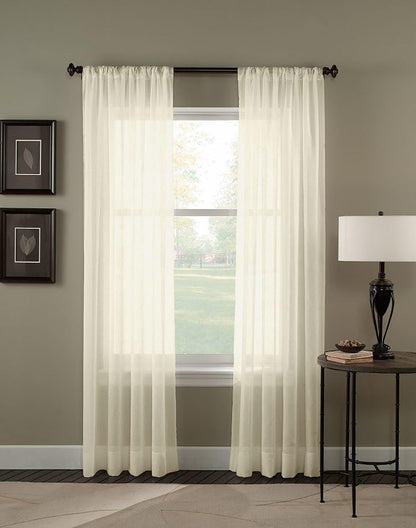 Curtainworks Trinity Crinkle Voile Sheer Curtain Panel, 51" x 144", Oyster, 1Q804104OY