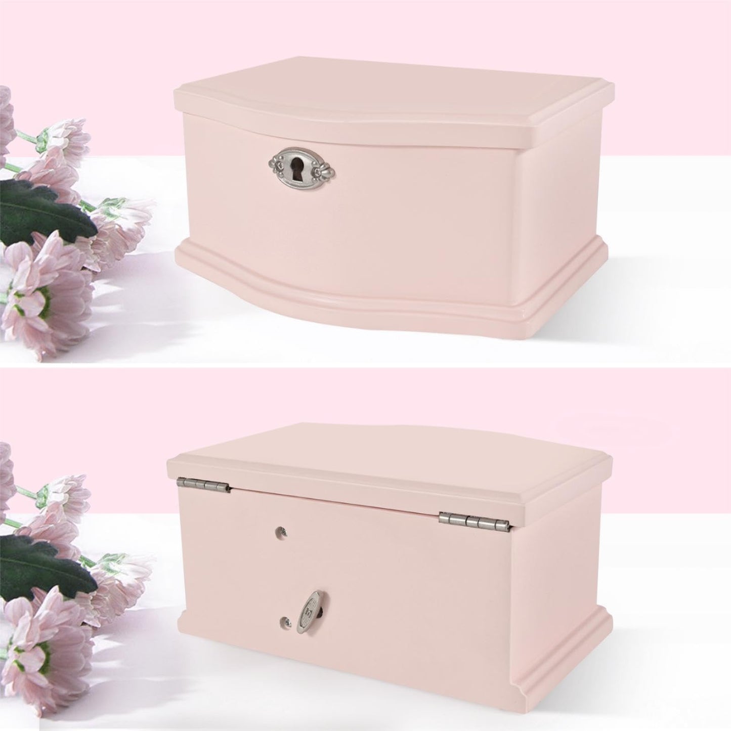 Lihou PapaQ Pink Ballerina Musical Jewelry Box for Girls, Wooden Jewelry Storage Chest with Mirror & Lock, Swan Lake Tune Spinning Ballerina Music Box, Ideal Kids Gift for Christmas & Holidays