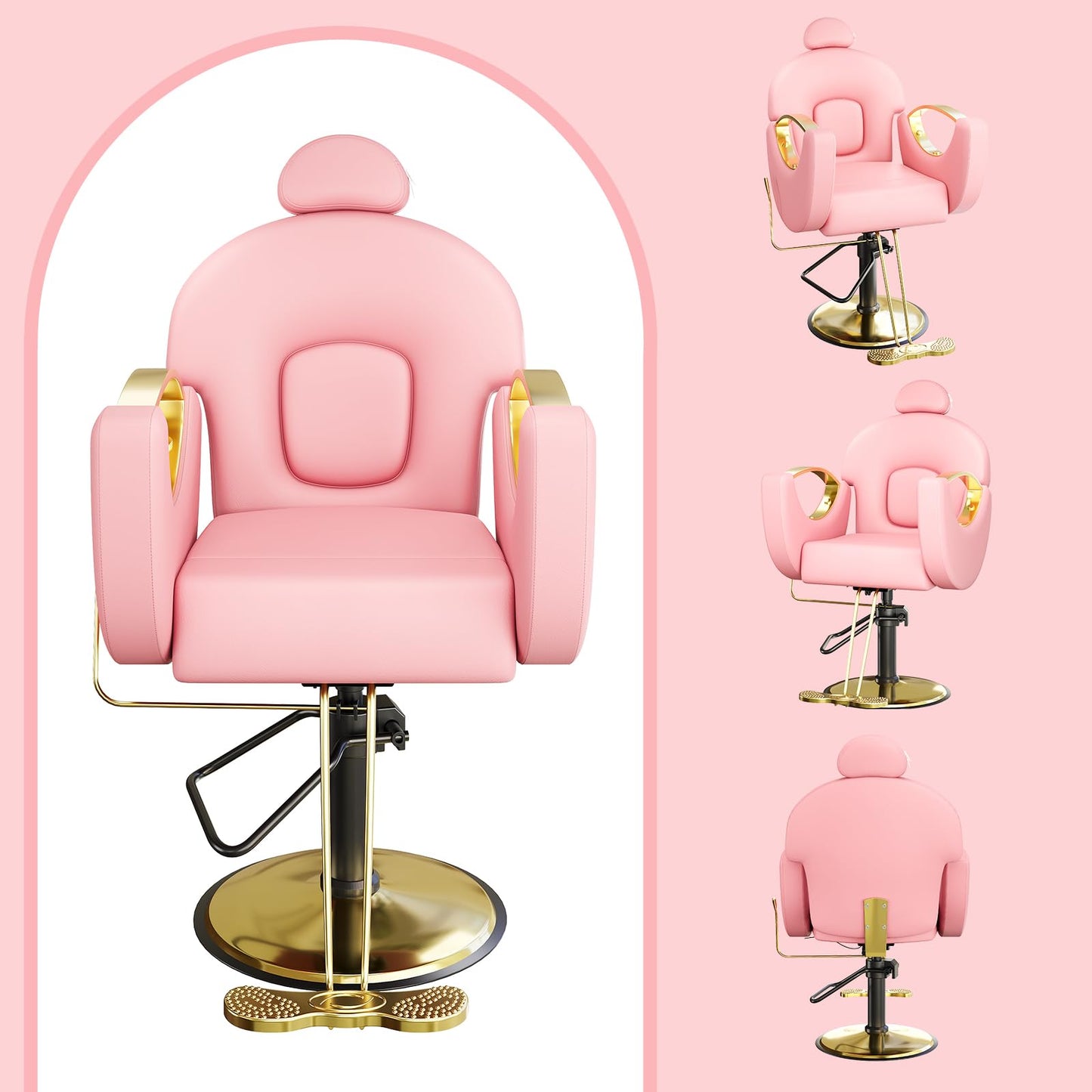 Barber Salon Chair, Reclining Salon Chair for Hair Stylist with Heavy Duty Hydraulic Pump, 360° Swivel & Height Adjustable Styling Chair for Barbershop, Spa, Tattoo, Beauty, 330 LBS Capacity