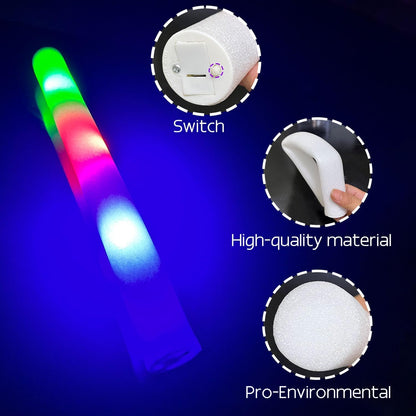 JYlanglin 156 Pack LED Foam glow sticks, glow sticks for wedding with 3 Modes Colorful Flashing, Glow Stick Bulk Party Pack for Wedding, Raves, Concert,Camping, Sporting Events, Pool Party