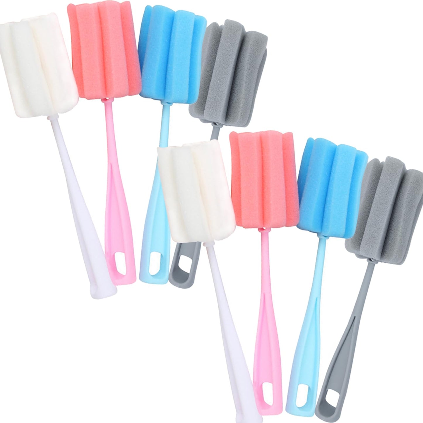 Bottle Brush Sponge 8PCS Cup Washer Brush Long Handle Cleaner Brush for Baby Bottle Glasswares Mugs Cups Kitchen Clean (8 PCS)